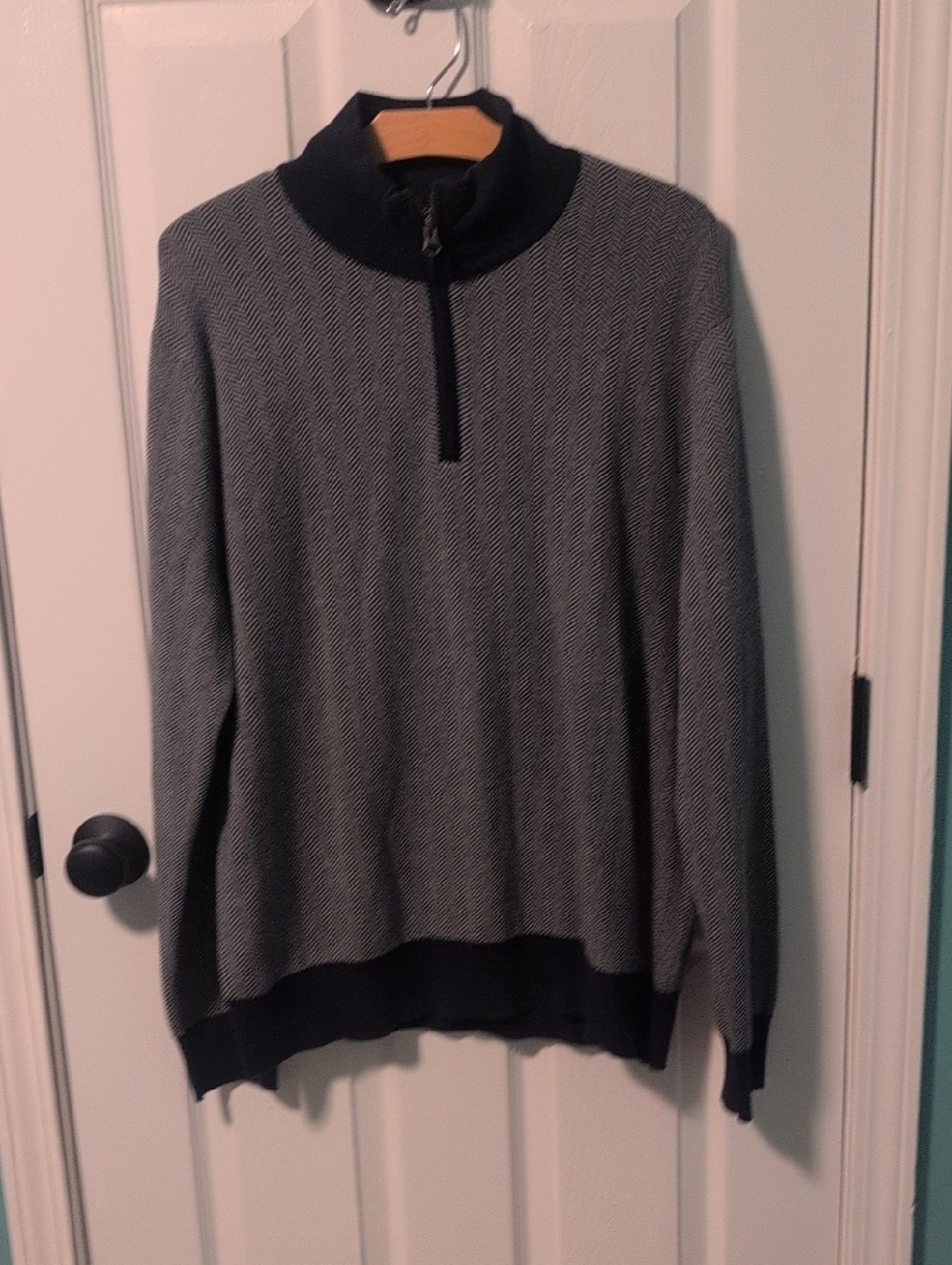 J. Crew Men's Navy and Gray Zip-Neck Sweater - New With Tags
